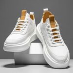 Platform White Sneakers – Fashion Chunky Lace-Up Casual Walking Shoes - Image 2