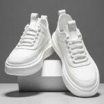 Platform White Sneakers – Fashion Chunky Lace-Up Casual Walking Shoes - Image 6