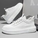 Platform White Sneakers – Fashion Chunky Lace-Up Casual Walking Shoes - Image 8